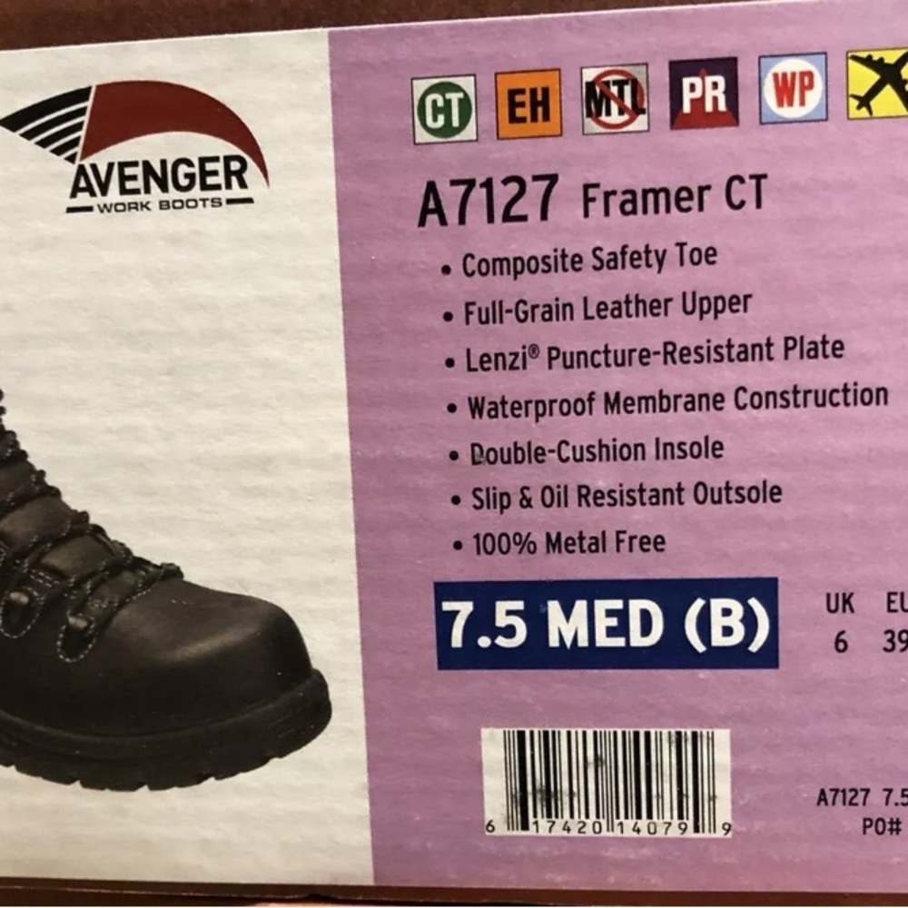 Avenger Womens A7127 Framer CT Boot Black Size 7.5 M - Picture 6 of 6
